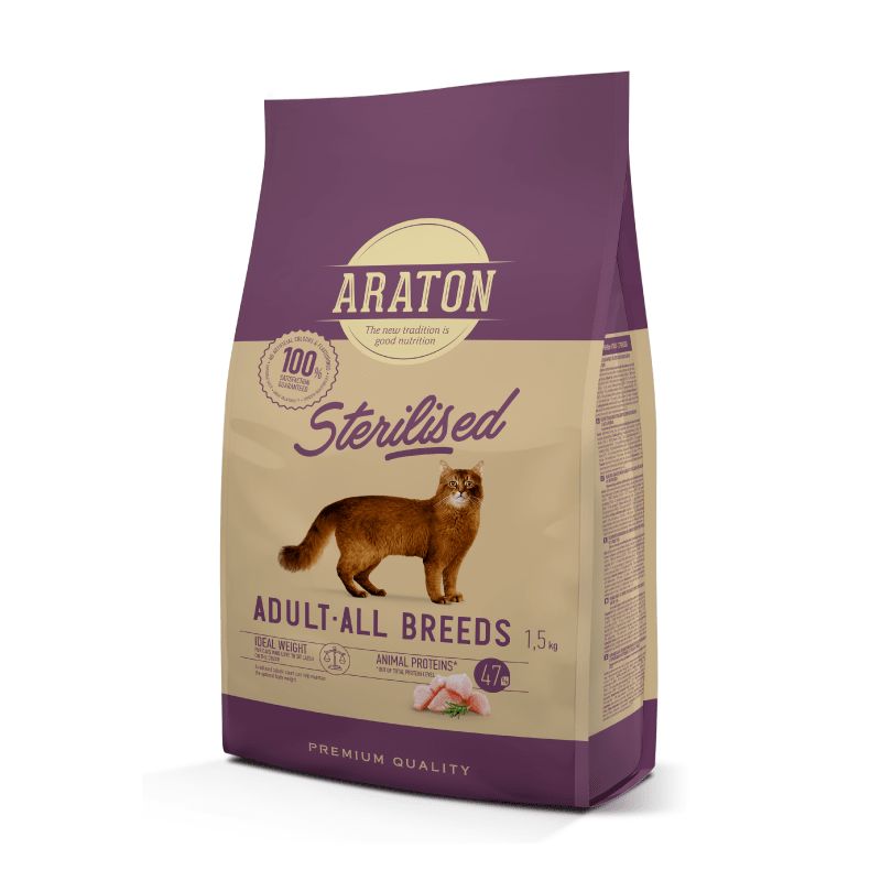 Araton Gato Adulto All Breeds Esterilizado Pollo, Pato y Pavo 15Kg