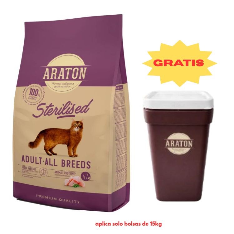 Araton Gato Adulto All Breeds Esterilizado Pollo, Pato y Pavo 15Kg Araton Gato Adulto All Breeds Esterilizado Pollo, Pato y Pavo 15Kg