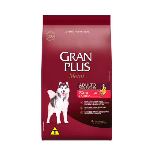 gran plus Menú Perro Adulto Mediano y Grande Carne y Arroz 20kg