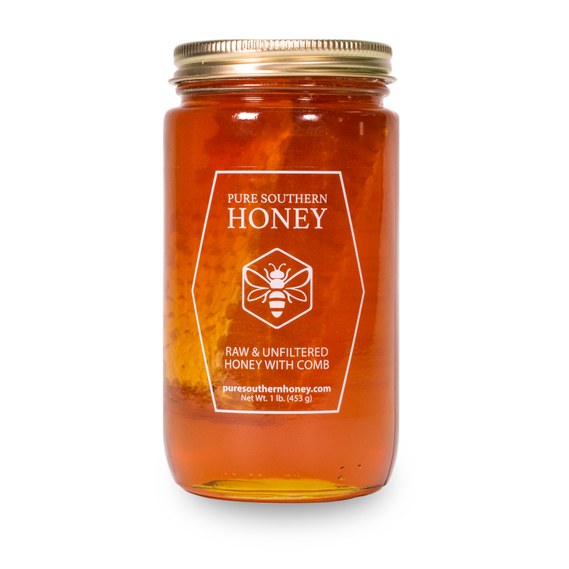 Raw & Unfiltered Honey with Comb (Case) - 1lb