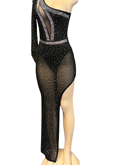 One sleeve diamond dress
