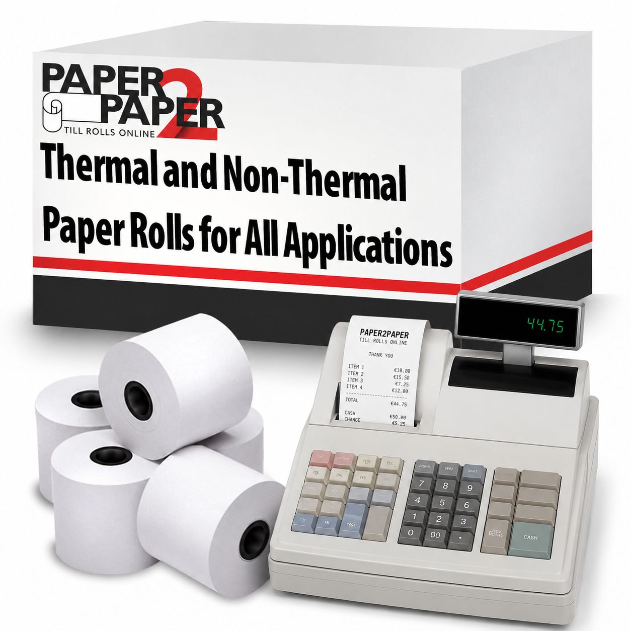 80x70mm Thermal Till Rolls – Compact POS Receipt Rolls (20 Pack)