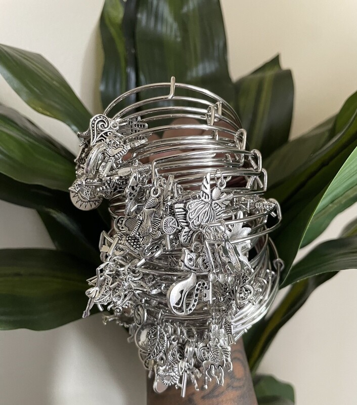 Silver Charm Bangles (Set of 2)
