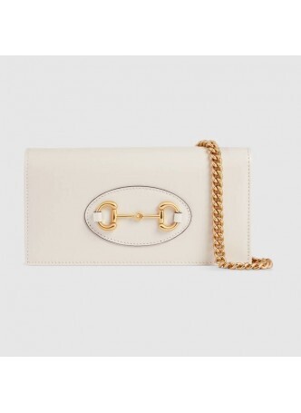 Gucci White Horsebit 1955 wallet with chain
