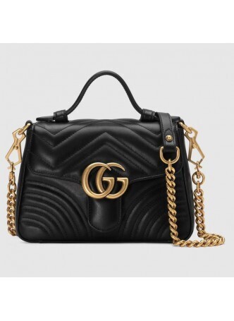 Gucci Black GG Marmont mini top handle bag