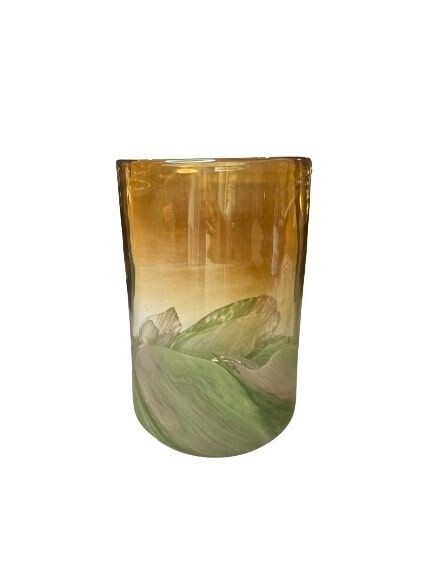VASE EFFET VAGUE VERT ET ROSE
