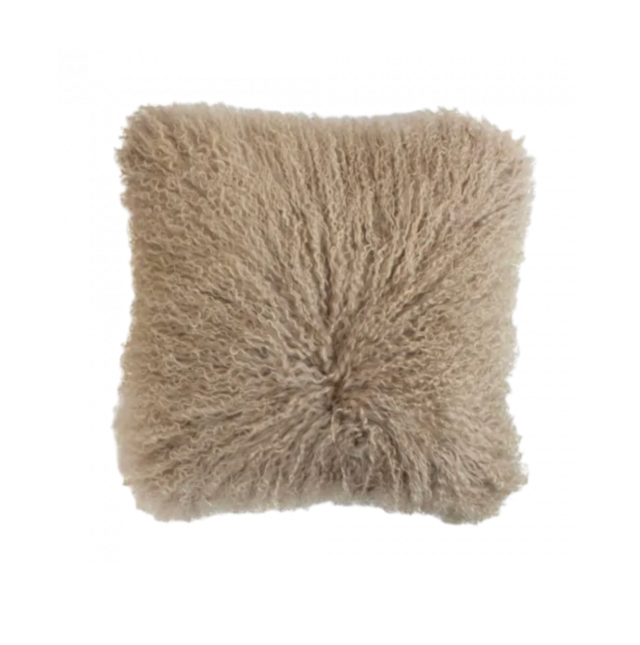 COUSSIN EN PEAU DE MOUTON BOUCLÉ BEIGE/TAUPE