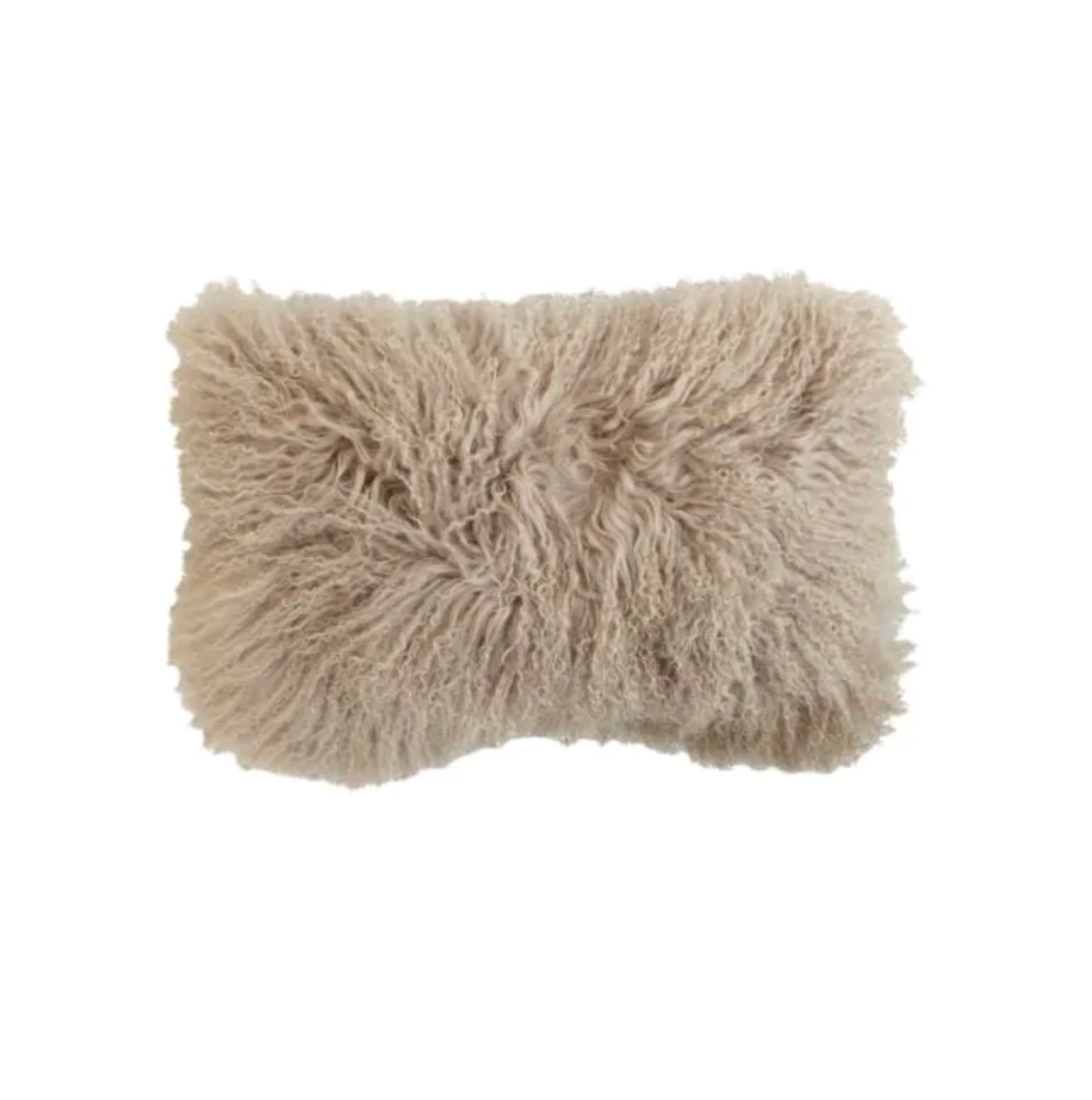 COUSSIN EN PEAU DE MOUTON BOUCLÉ BEIGE/TAUPE