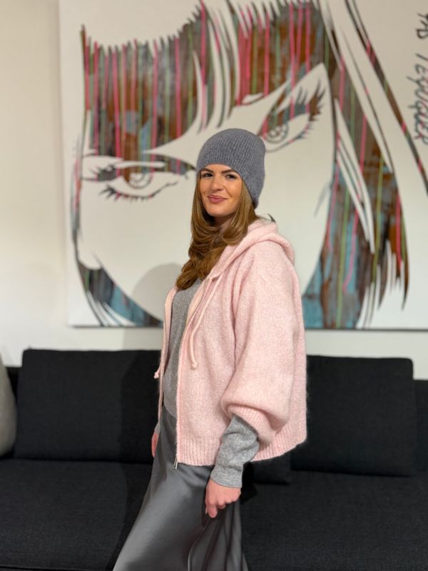 GILET EN MOHAIR - ROSE PÂLE