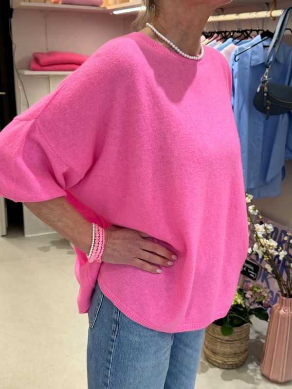 PULL MANCHES COURTES - ROSE