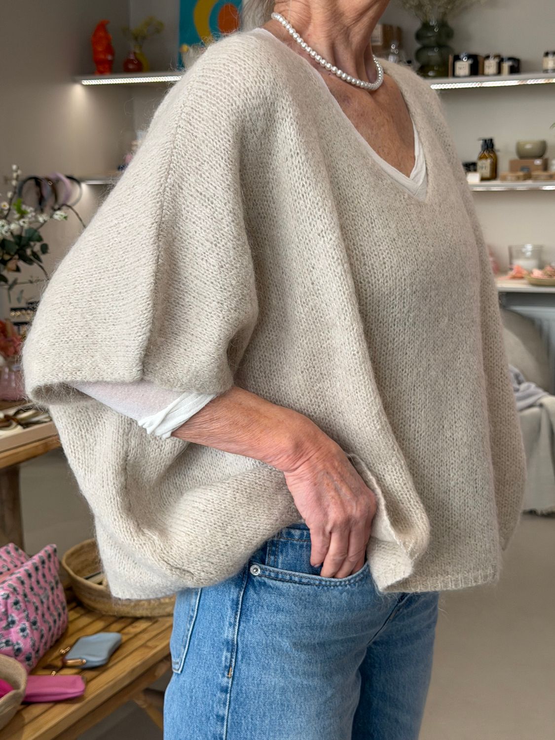 PULL PONCHO - BEIGE
