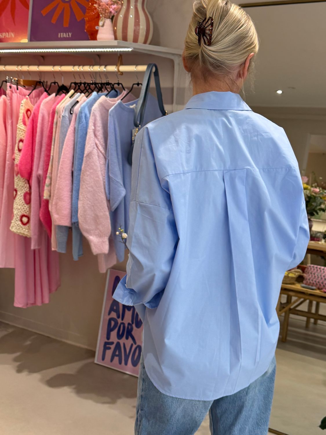 CHEMISE AMPLE - BLEU CIEL