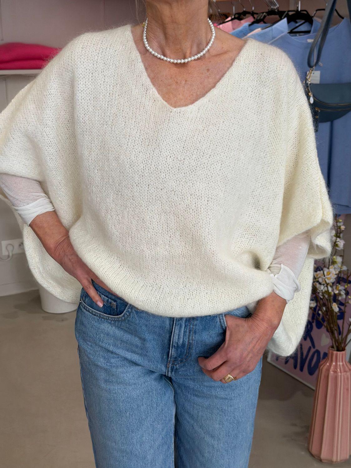 PULL PONCHO - ÉCRU