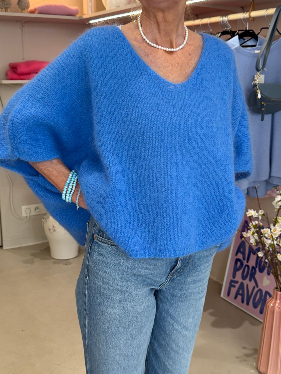 PULL PONCHO - BLEU