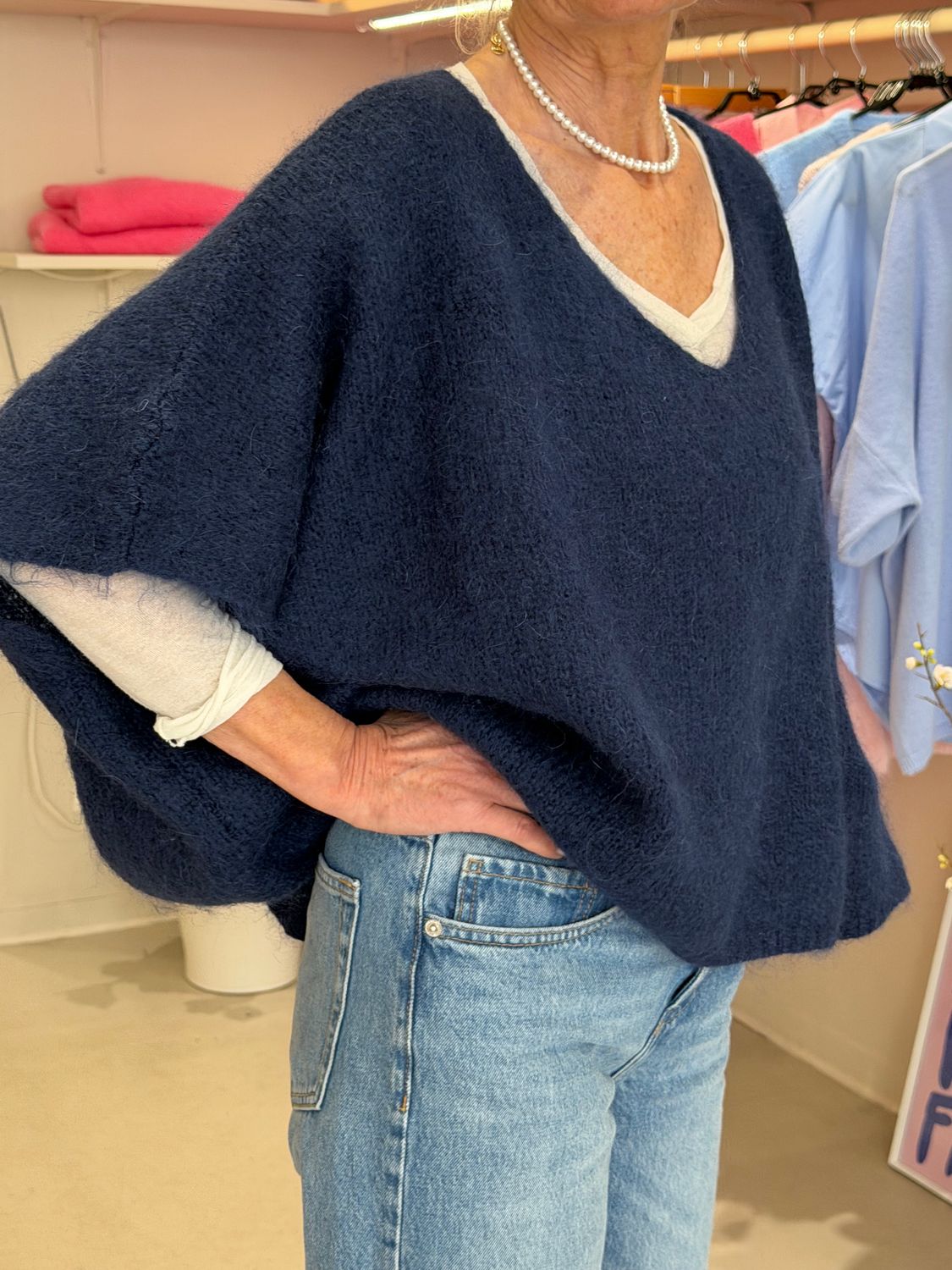 PULL PONCHO - BLEU MARINE