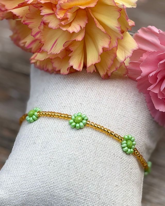 BRACELET FLEURS - VERT