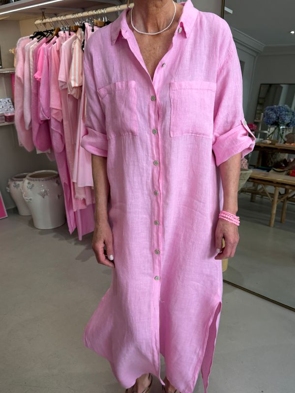 ROBE EN LIN - ROSE
