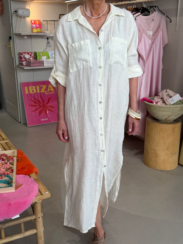 ROBE EN LIN - CRÈME