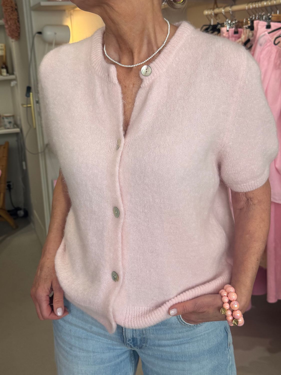 GILET MANCHES COURTES - ROSE PÂLE