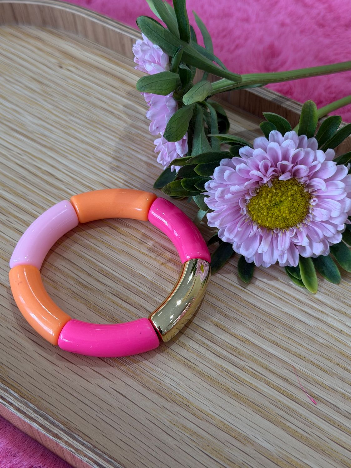 BRACELET EN PERLES - Orange