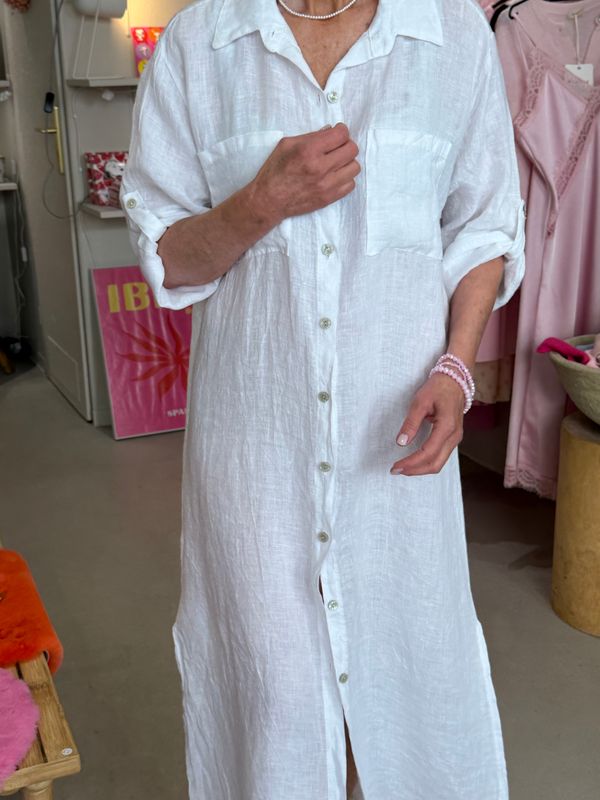 ROBE EN LIN - BLANC