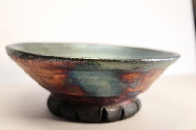 Metallic tones Raku bowl
