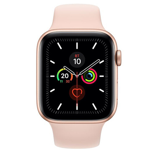 Умные часы Apple Watch Series 5, 40 мм, корпус из алюминия цвета «розовое золото», спортивный ремешок цвета «розовый песок»