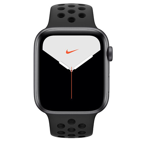 Умные часы Apple Watch Nike Series 5, 40 мм, корпус из алюминия цвета «серый космос», спортивный ремешок Nike цвета антрацитовый/черный