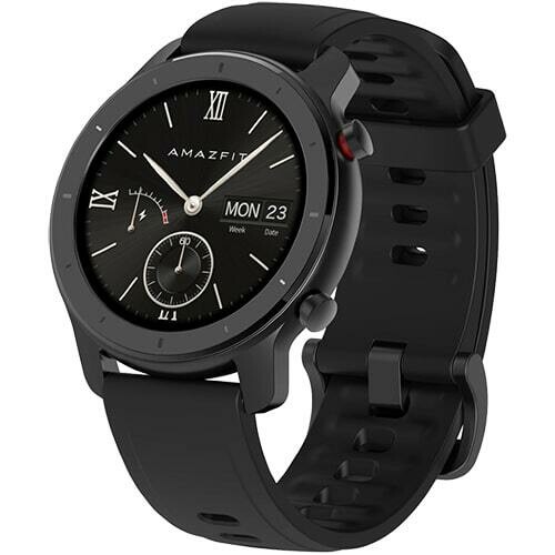 Умные часы Amazfit GTR 42mm aluminium case, silicone strap (black)