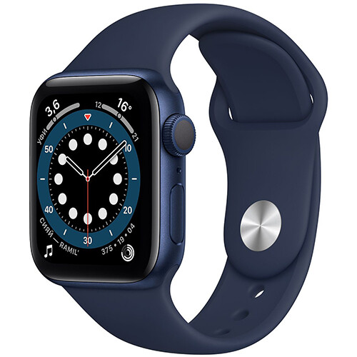 Умные часы Apple Watch Series 6, 40 мм, корпус из алюминия синего цвета, спортивный ремешок