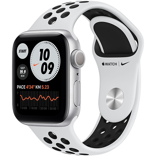 Умные часы Apple Watch Nike Series 6, 40 мм, корпус из алюминия серебристого цвета, спортивный ремешок Nike