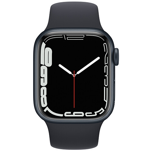 Умные часы Apple Watch Series 7, 45 мм, корпус из алюминия цвета «тёмная ночь», спортивный ремешок RUS