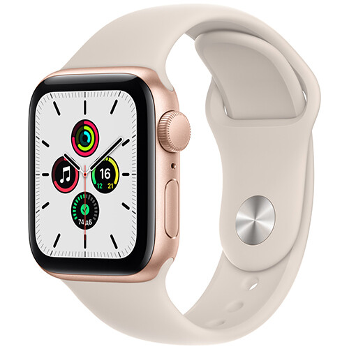 Умные часы Apple Watch SE, 40 мм, корпус из алюминия цвета «сияющая звезда», спортивный ремешок