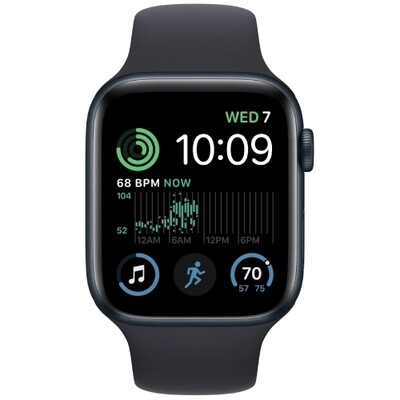 Умные часы Apple Watch SE Gen 2, 40 мм, корпус из алюминия цвета «тёмная ночь», спортивный ремешок (Sport Band) цвета «тёмная ночь» (2022)