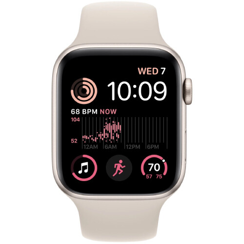 Умные часы Apple Watch SE Gen 2, 44 мм, корпус из алюминия цвета «сияющая звезда», спортивный ремешок (Sport Band) цвета «сияющая звезда» (2022)