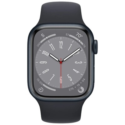 Умные часы Apple Watch Series 8 GPS, 41 мм, корпус из алюминия цвета «тёмная ночь», спортивный ремешок (Sport Band) цвета «тёмная ночь»
