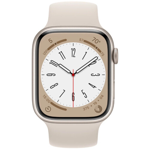 Умные часы Apple Watch Series 8 GPS, 41 мм, размер S/M, корпус из алюминия цвета «сияющая звезда», спортивный ремешок (Sport Band) цвета «сияющая звезда»