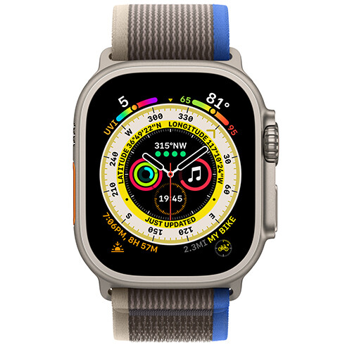 Умные часы Apple Watch Ultra GPS + Cellular 49мм Titanium Case with Blue/Gray Trail Loop MQF33 (S/M)