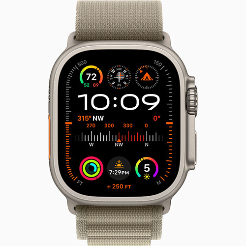Apple Watch Ultra 2 GPS 49mm Titanium Case with Olive Alpine Loop - L