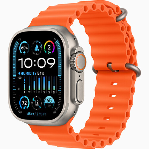 Apple Watch Ultra 2 GPS 49mm Titanium Case with Orange Ocean Band