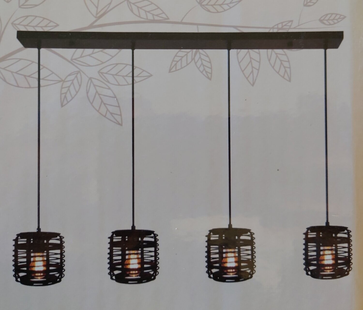 Brilliant Pendelleuchte Crosstown Pendelleuchte 4flg Metall/Rattan dunkel/schwarz
