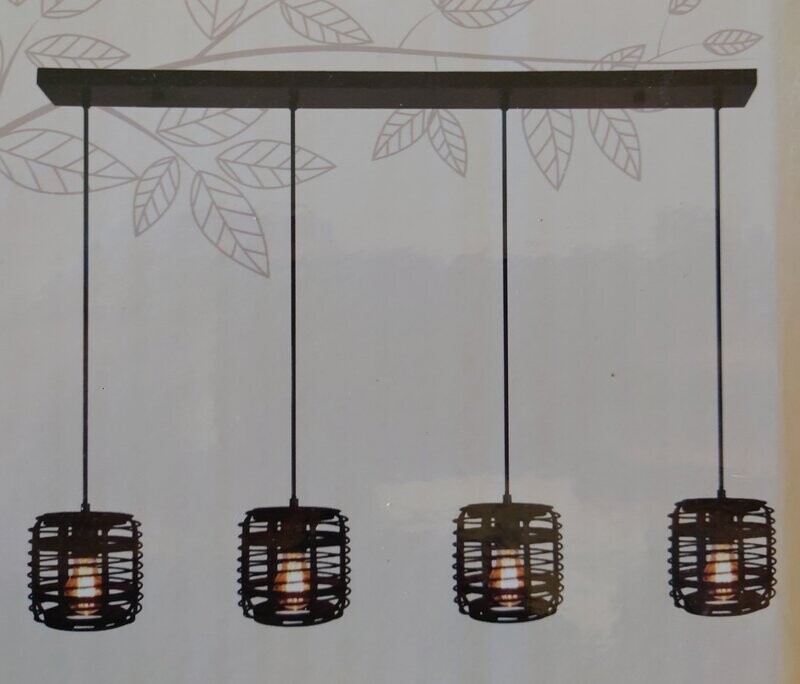 Brilliant Pendelleuchte Crosstown Pendelleuchte 4flg Metall/Rattan dunkel/schwarz