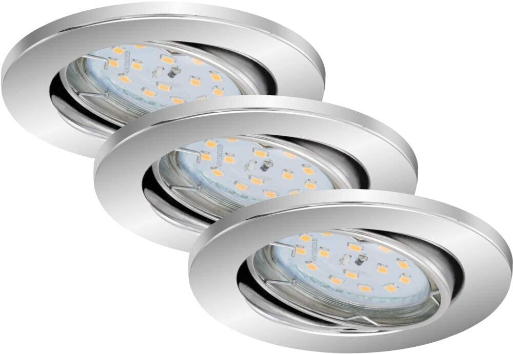 Briloner LED- Einbauleuchte 3er Set EEK: LED (A++ - E)  Chrom