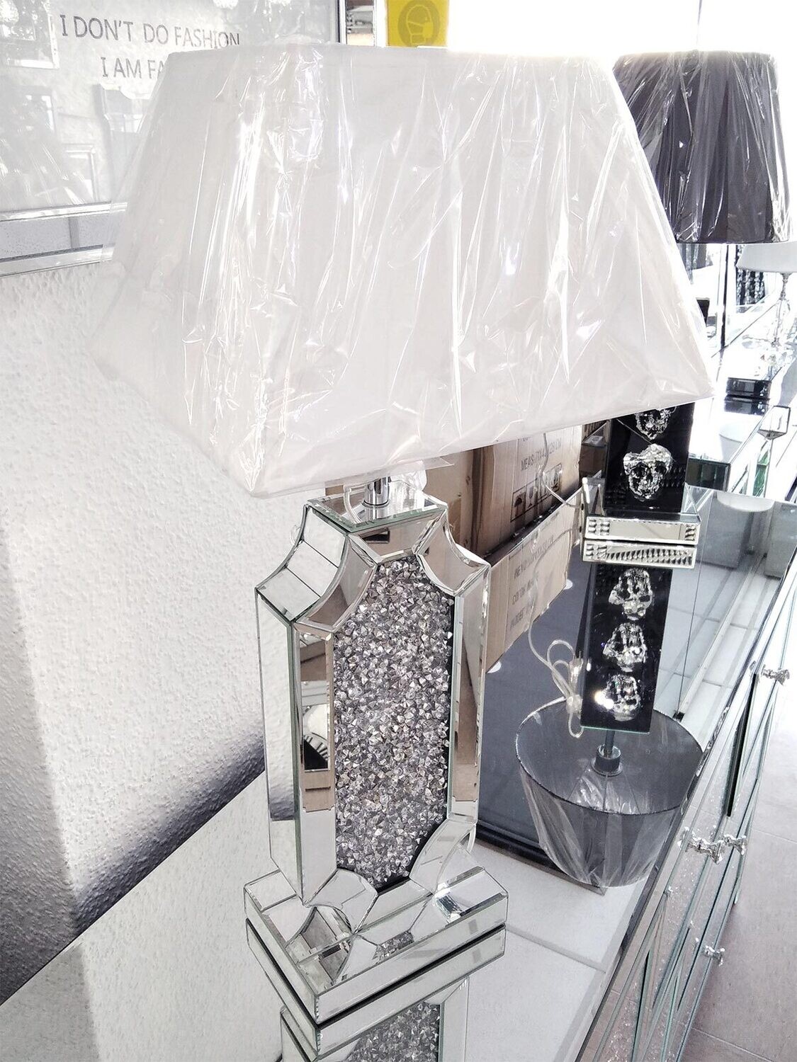 Spiegel Tischlampe Crushed Ice Diamant Verspiegelt Design