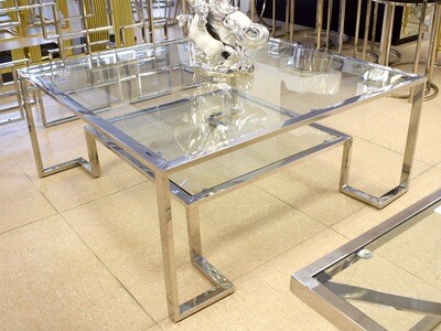 Couchtisch Silber Glasplatte 95x95 Wohnzimmer Design Tisch
