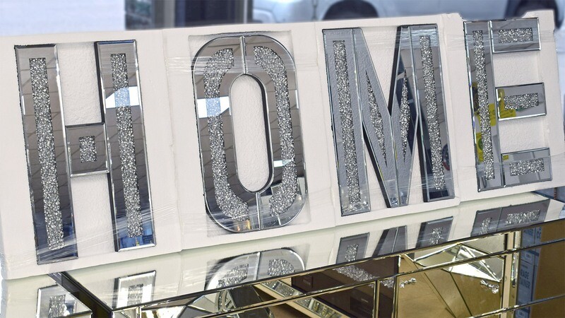 Diamant Wandbild Home Verspiegelt Schild Deko Spiegel Crushed