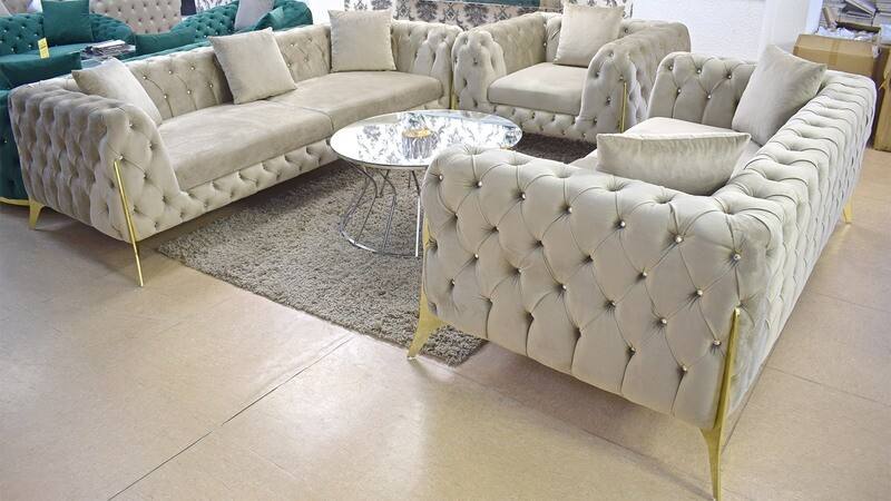 Chesterfield Sofa &quot;Kent 2&quot; 3-2-1 Farbauswahl Garnitur Couch