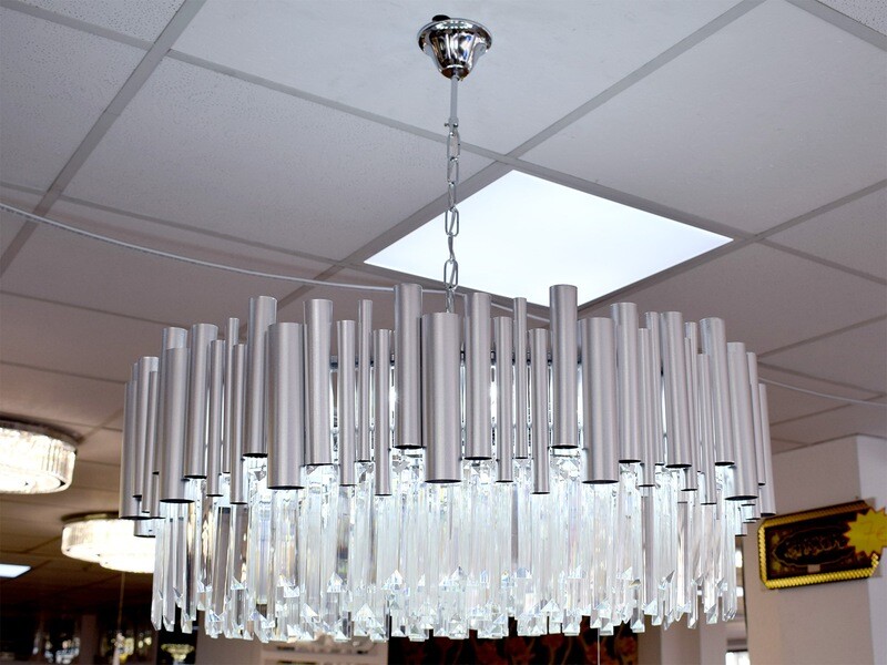 LED Deckenlampe Silber 80 cm Steine Lampe Licht