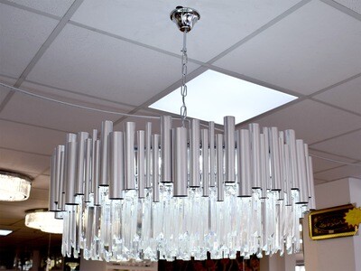 LED Deckenlampe Silber 80 cm Steine Lampe Licht