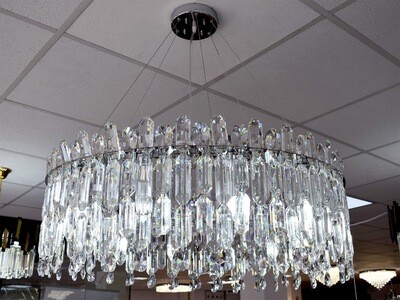 LED Deckenlampe Silber 80 cm Steine Lampe Licht Beleuchtung